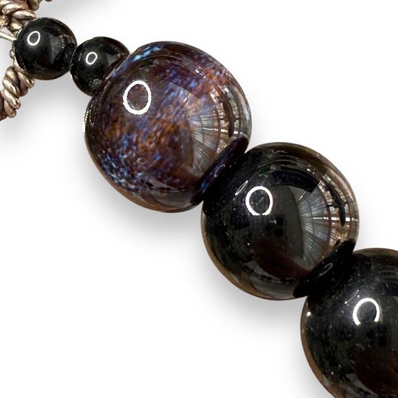 Vintage black onyx necklace 17 inch sterling silver clasp - Picture 3 of 5